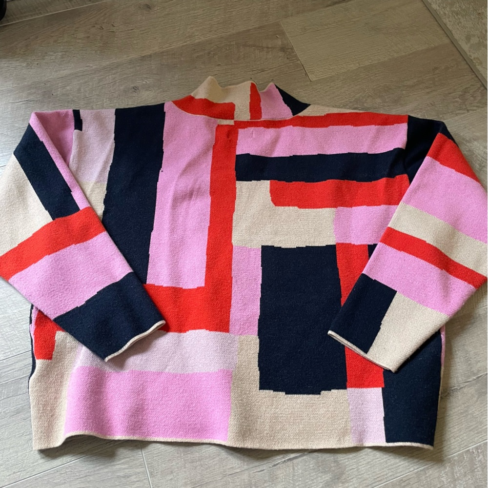 Anthropologie Maeve The Carys Mock Neck Mod Color Block Sweater large - Picture 6 of 7